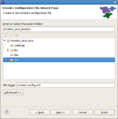 Choosing the configuration file container and the file name
