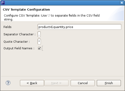 CSV output message configuration