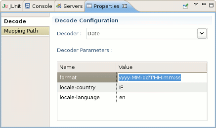 Decode Configuration tab in Properties View