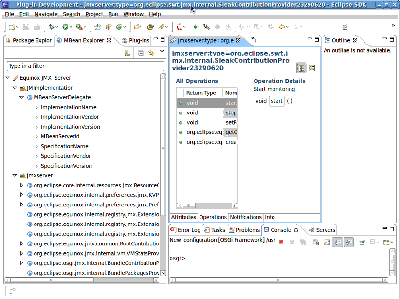 Using JMX Tools to Access Equinox Server