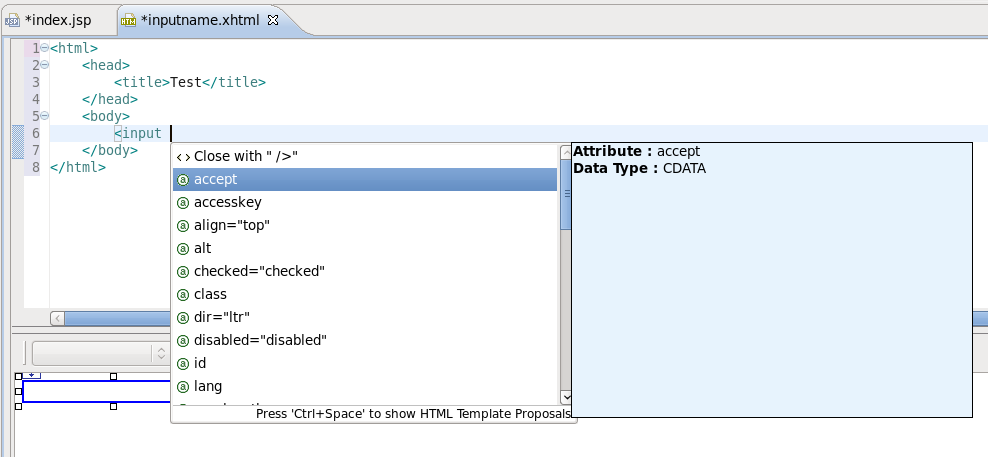 XHTML File Code Assist
