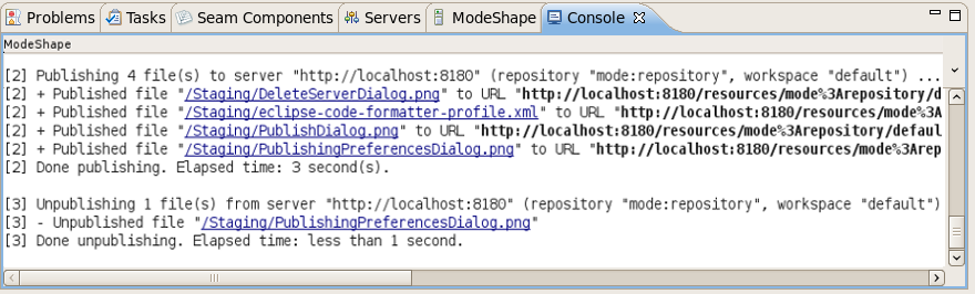 Console output