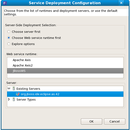 Select Server and Web Service runtime