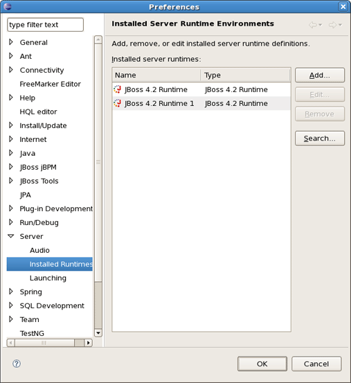 Installed Server Runtime Environments