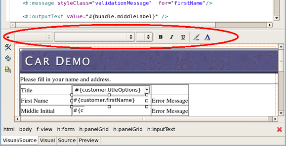 Graphical Toolbar