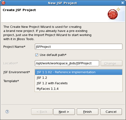 Choosing JSF Environment