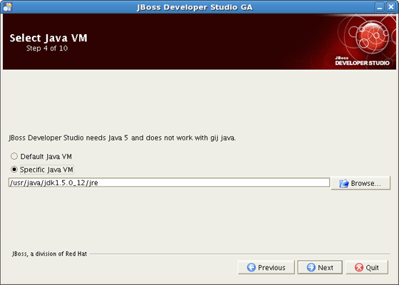 Select Java VM