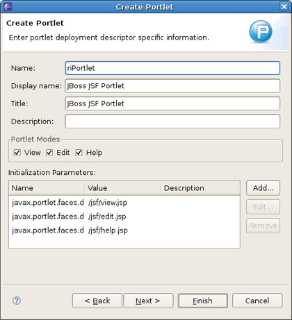 JBoss JSF/Seam Portlet Wizard Page with Seam defaults