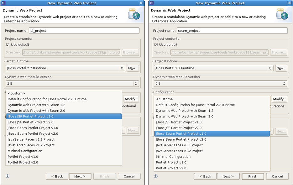Dynamic Web Project with JSF/Seam Portlet Facet
