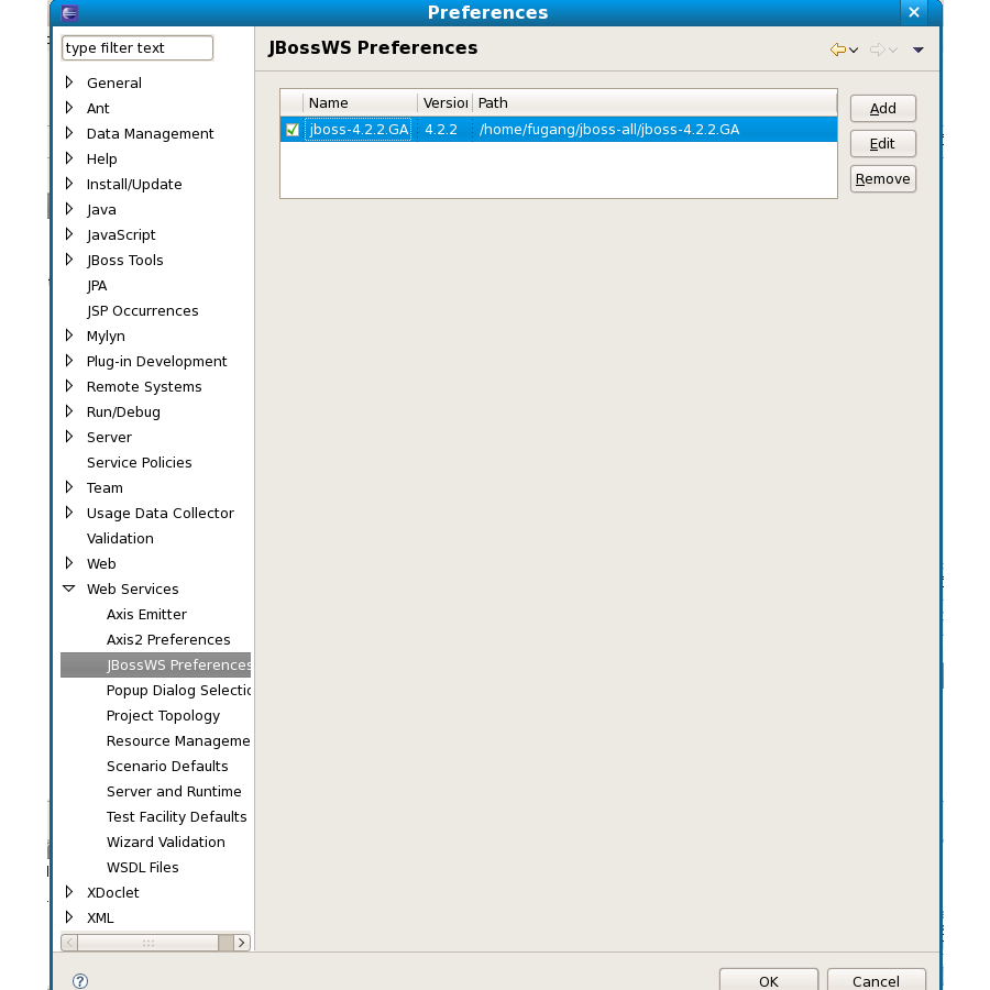 JBossWS Preferences Page