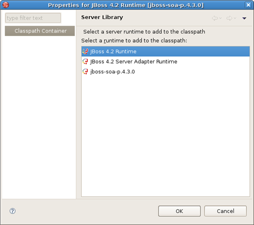 Classpath Container Page to change ESB runtime