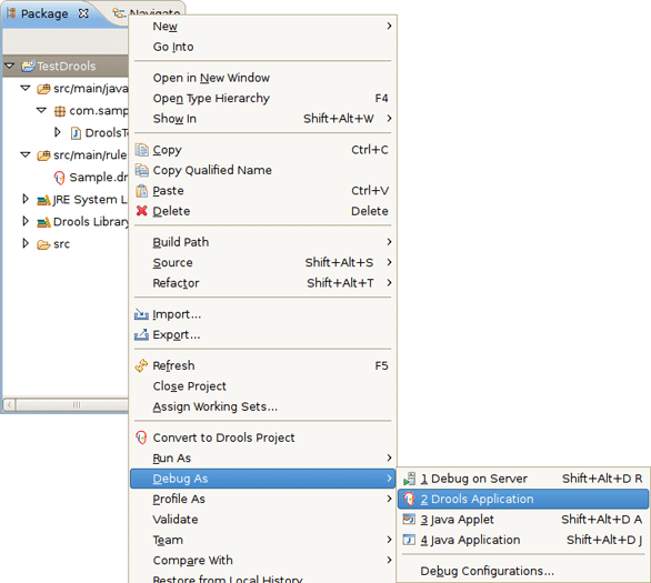Debugging Drools Application
