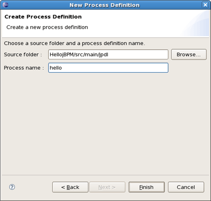 The Create New Process Definion Page