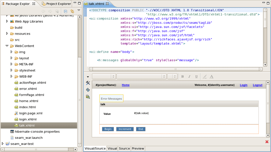 Conversation Page in JBoss Tools HTML Editor.