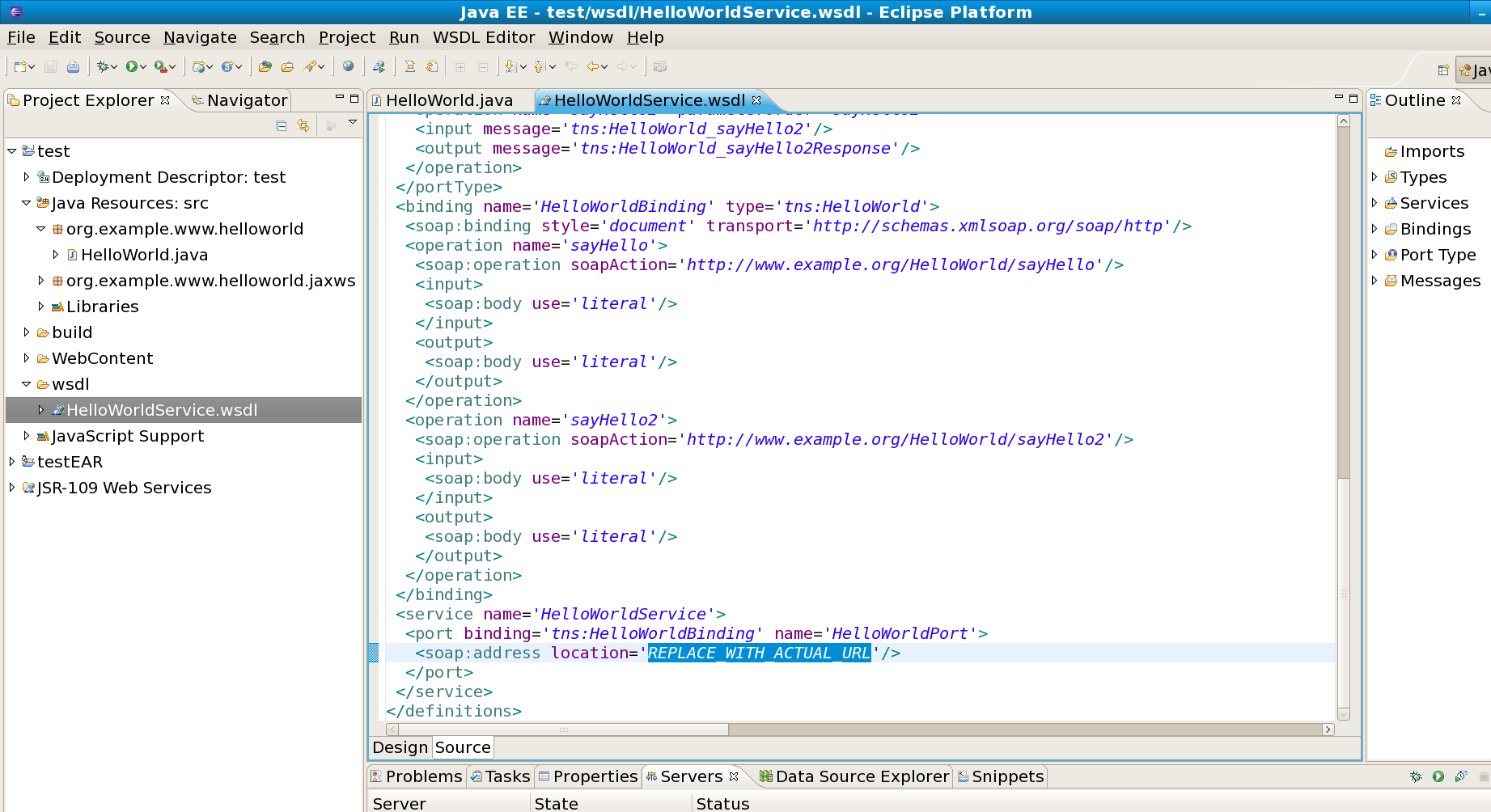 The generated WSDL file