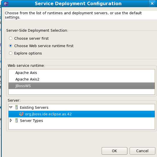 Select Server and Web Service runtime