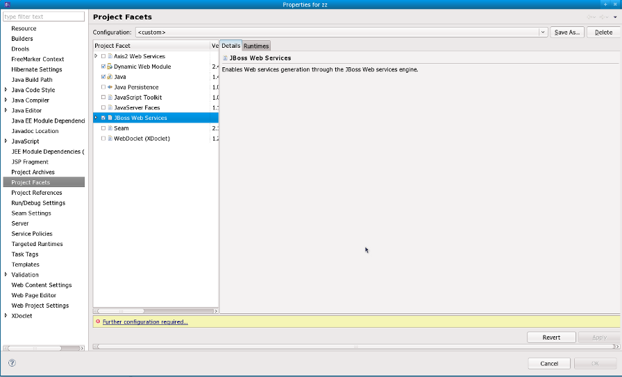 Choose JBoss Web Service Facet