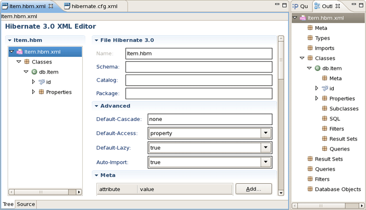 Structured hbm.xml Editor