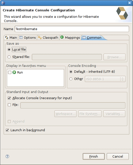 Common Tab of the Console Configuration Wizard