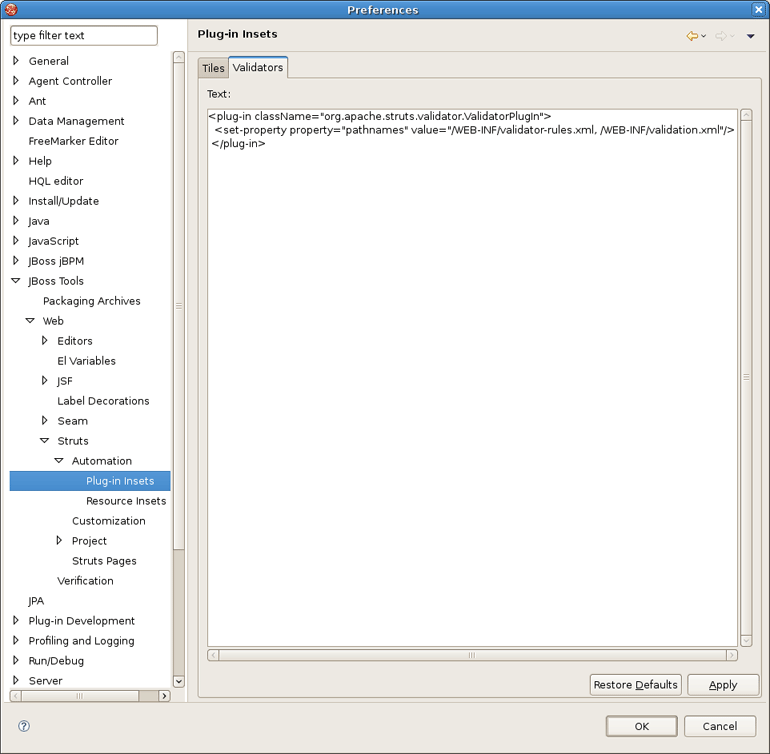 Plug-in Insets of Validators