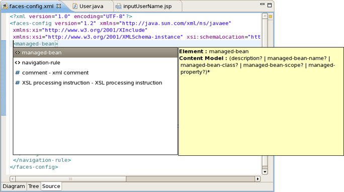 Content Assist in JSF Configuration File