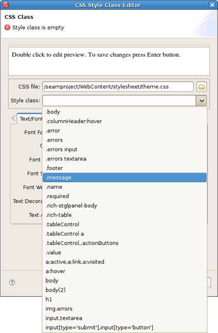 Style Class Selection