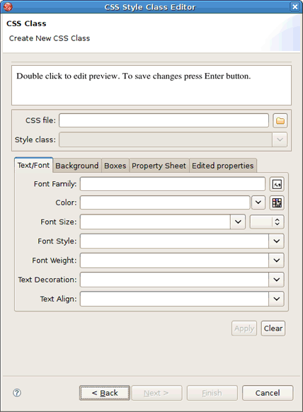 New CSS Class Dialog
