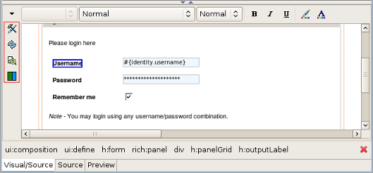 Buttons on the Visual Part of VPE