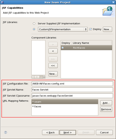 JSF Capabilities Wizard