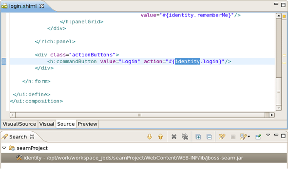 Find Seam Declaration for "Identity"