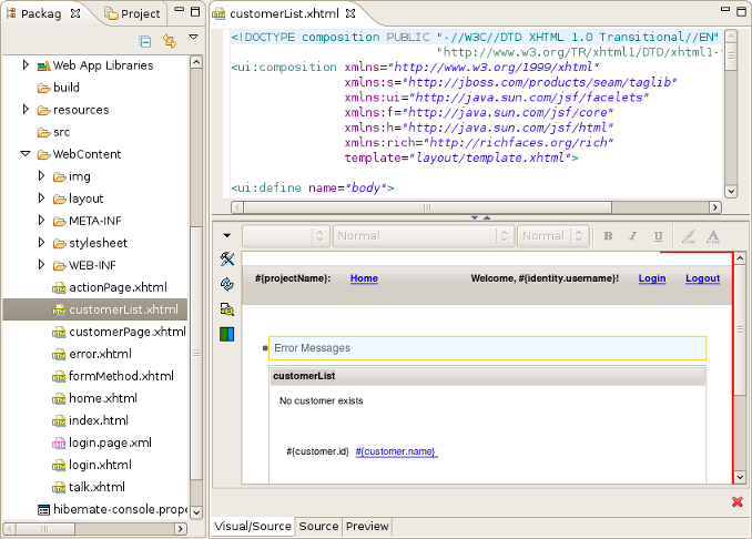 Master Page in JBoss Tools HTML Editor.