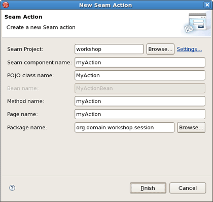 New Seam Action Wizard