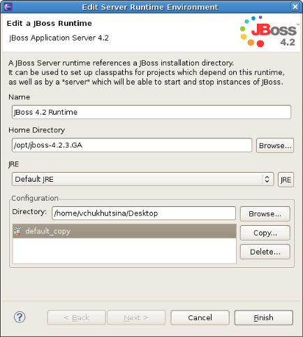 Runtime with copied configuration