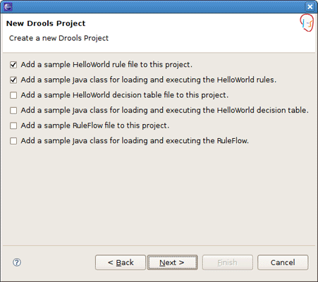 Selecting Drools Project Elements