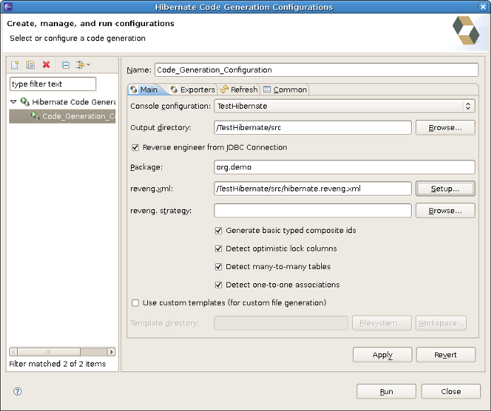 Hibernate Code Generation Wizard