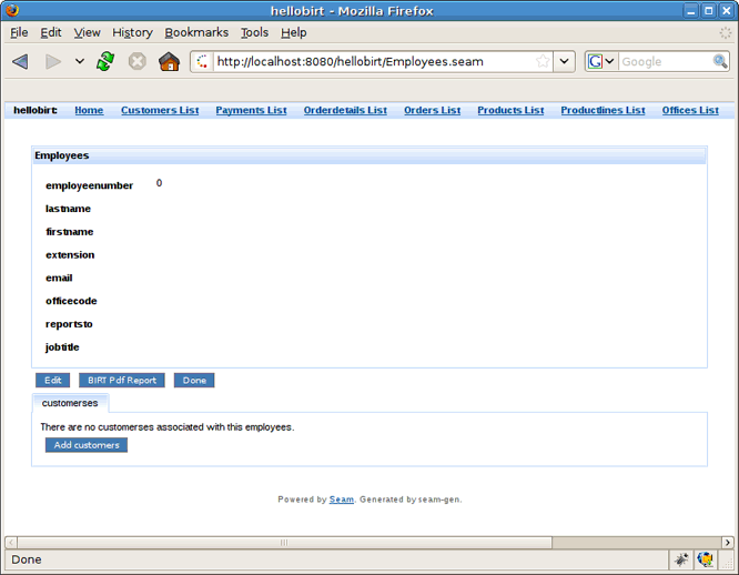 Opening Employees.xhtml Page