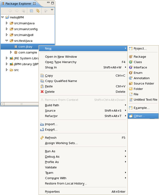 Call the JUnit Test Case Creation wizard