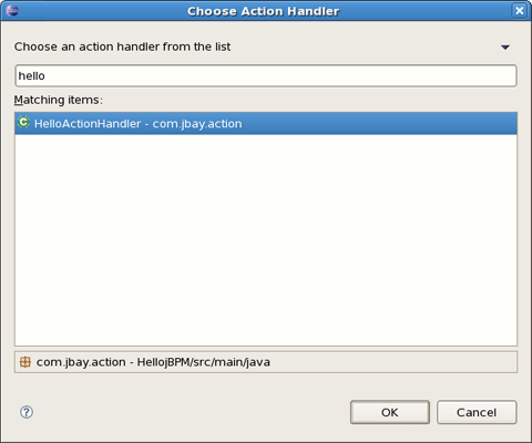 The Choose Action Handler Dialog