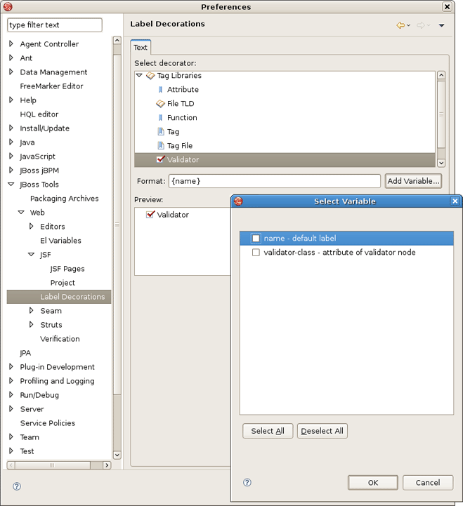 Label Decoration for Validator