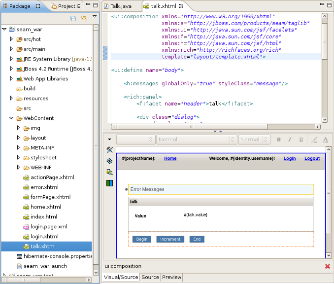 Conversation Page in JBoss Tools HTML Editor.