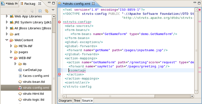 Errors in Source View