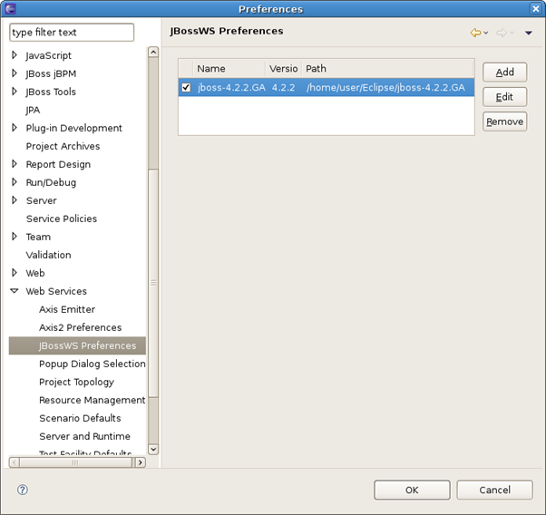 JBossWS Preferences Page