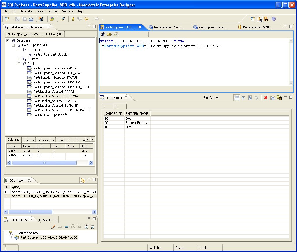 SQL Explorer Perspective Layout