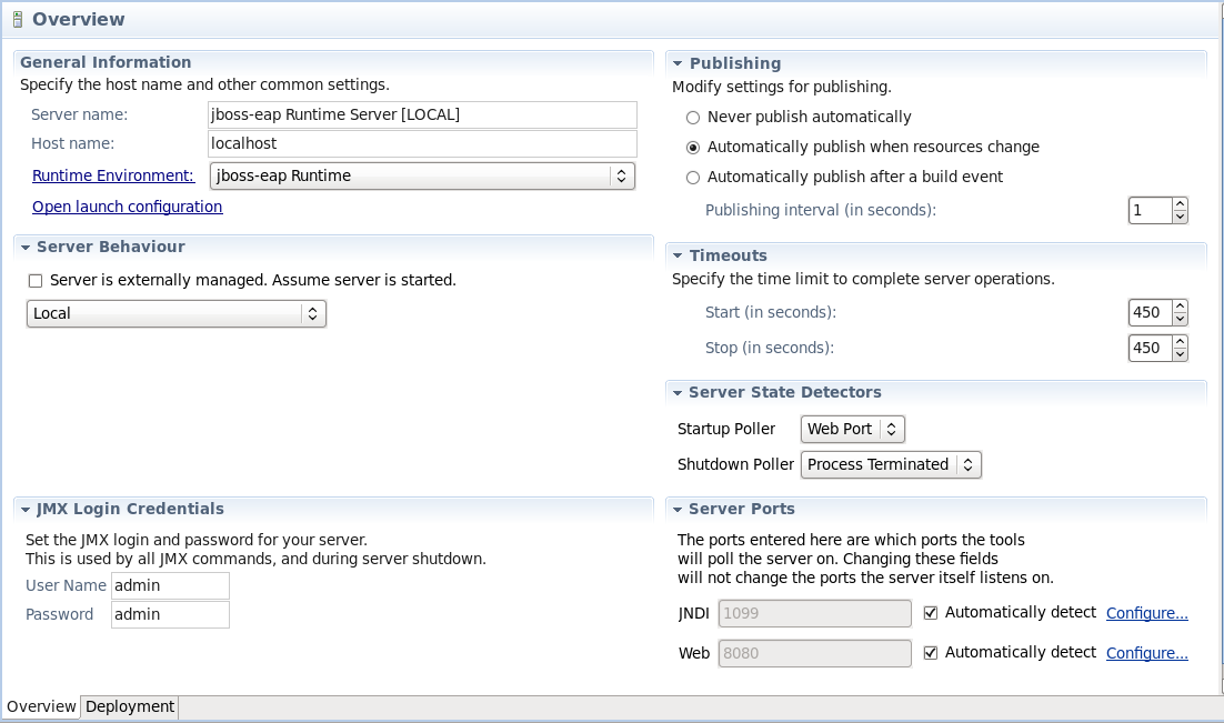 Preferences Page for the Chosen Server