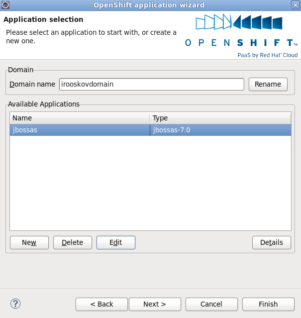 The created application is now available in the Available Applications section.