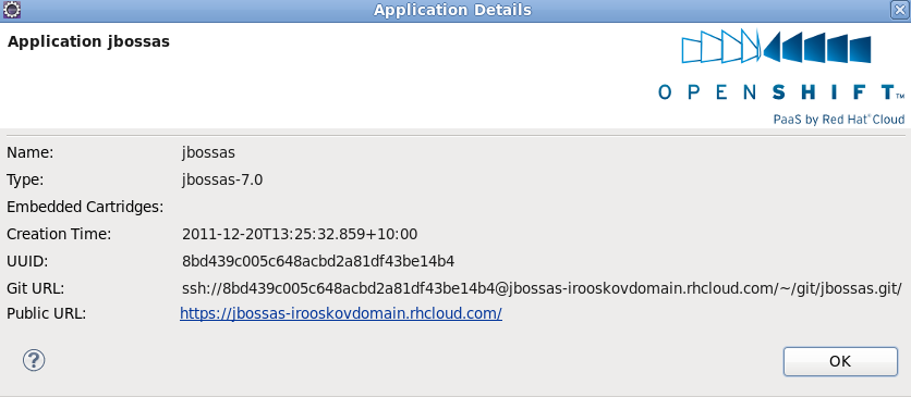 The details screen for the application.