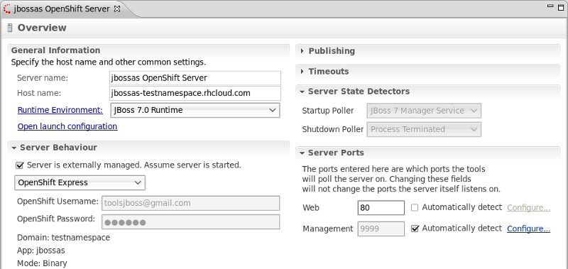 The OpenShift overview and settings are displayed within your workbench.