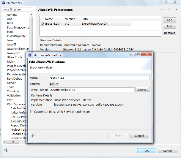 Edit JBossWS Runtime