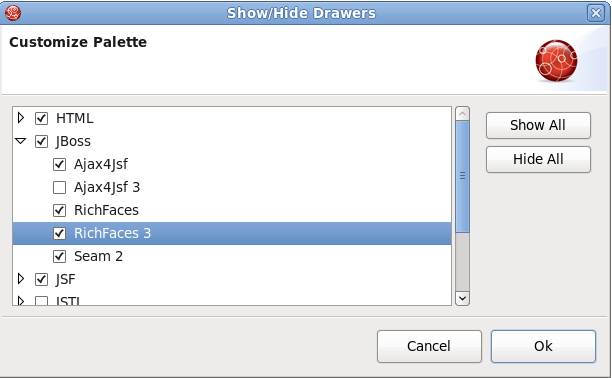 RichFaces 3 palette menu