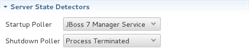 This section specifies which method the IDE should use to verify the started and stopped status of the server.